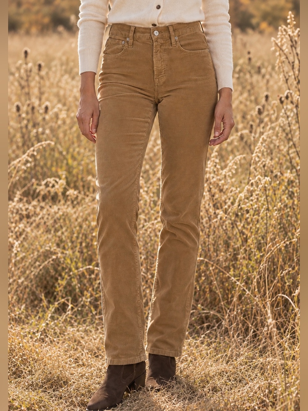 J.Crew Vintage Slim Straight Corduroy Pants Sand Tan 27 Petite
